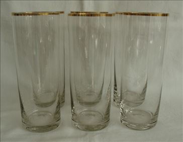 Abbildung: 6 Gläser Longdrink mit Goldrand aus DDR Zeiten
