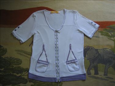 Abbildung: BiBA by Escada Stretch-Shirt Gr. S, Weiss/Lila