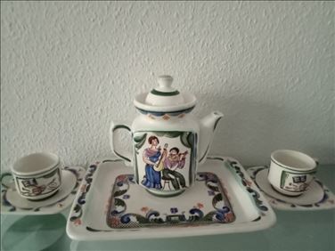 Abbildung: Unbenutzt.Art Kaffee Set,7- tlg.,handbemalt