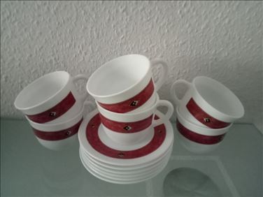 Abbildung: Unbenutzt.HARMONIA Kaffee-Set/12-Teilig/OPAL-Hartglas/Weiß 