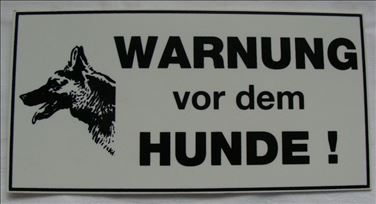 Abbildung: Schild Warnung vor dem Hunde! aus Kunststoff